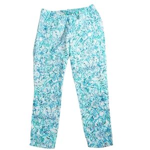 Lilly Pulitzer Taron Linen Drawstring Pants Surf Blue XL